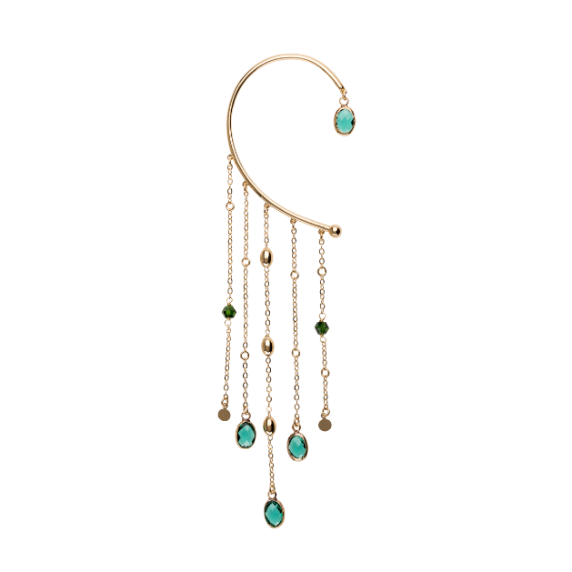 earCurve Green – Ohrschmuck mit grünen Emerald-Steinen und 14K Goldveredelung